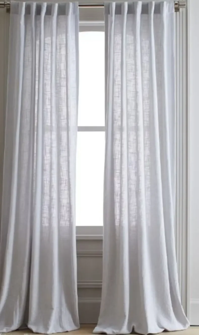 NEW Quince Cotton Sheer Curtain Panels CLOUD Gray Set of 2 48